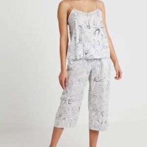 Chalmers Elyse Pajamas Cotton White Black tank capri set women’s large/12/42
